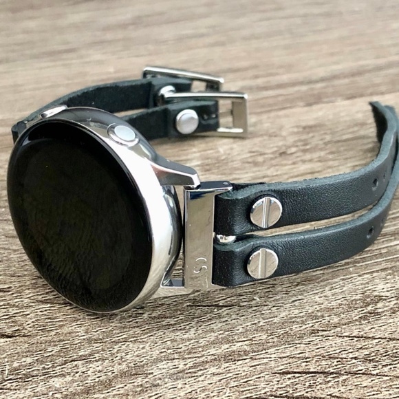 Double Strap Galaxy 42mm Black Leather Bracelet main image 7